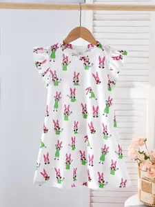 Girls' Fun Cartoon Bobs Burgers Family Louise Full Print Sleeves Nightgown, Comfortable Sleepwear for Kids, Stylish and Cozy Pajamas