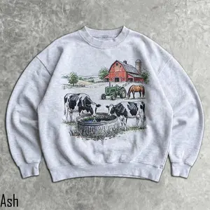 90s Farm Sweatshirt - Unisex Men & Women's Graphic Sweater - Vintage Nostalgia Crewneck - Western Country Pullover - Cow Horse Barn Sweater