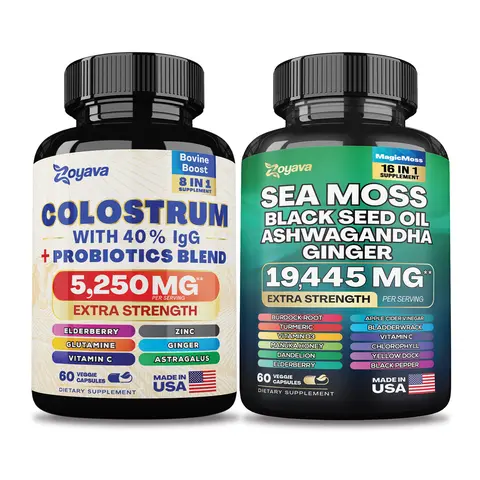 Zoyava Holistic Wellness Fusion Duo: Sea Moss 19,445MG & Colostrum 5,250Mg - Immune Boost, Gut Health - Extra Strength