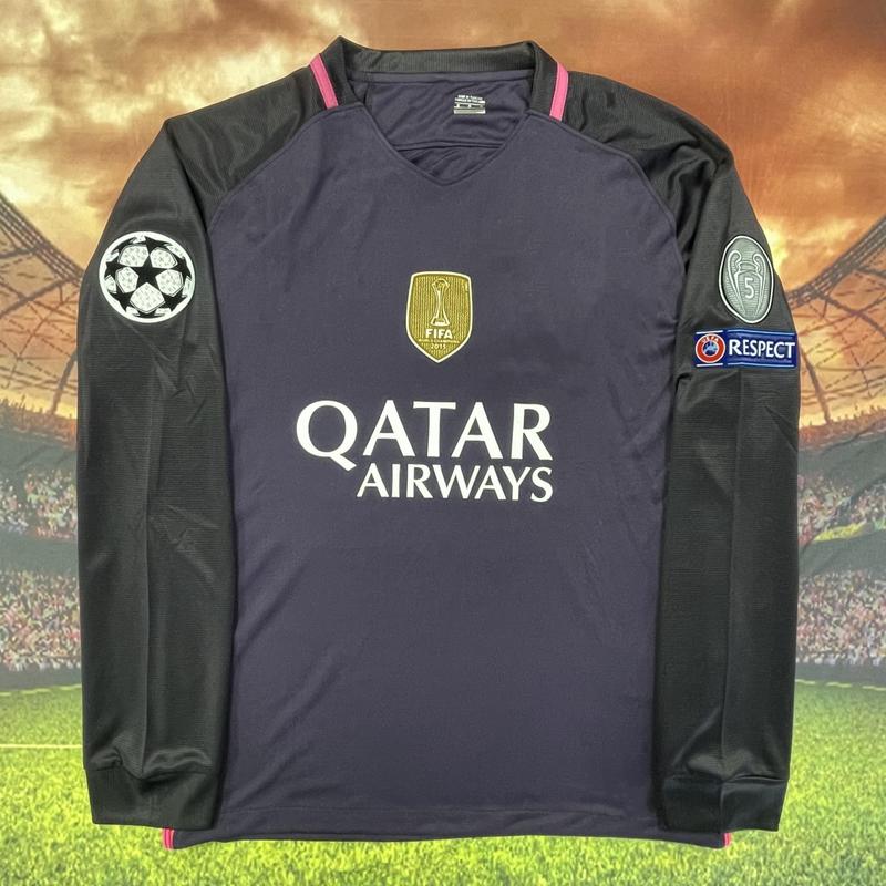11 12 Second Away Retro Black No.10 Messi Short Sleeves Long Sleeved Soccer Jerseys Fans Edition