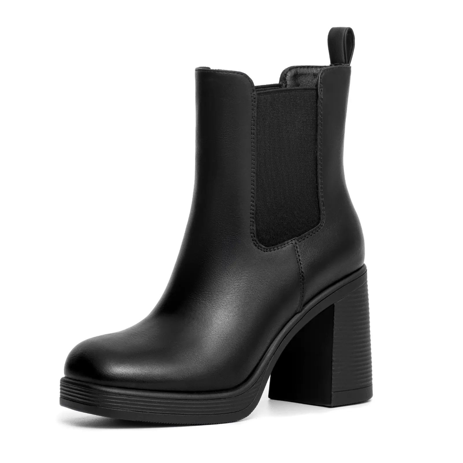 Women's Square Toe Platform Chelsea Ankle Boot Heels - Chunky Block Heel Slip-On Statement Shoes, Fashion Footwear for Party, Office