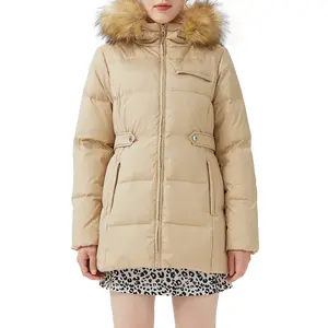 Orolay Outwear Women's Puffer Down Coat with Removable Fur Collar - Stylish Hooded Winter Jacket for Casual and Outdoor Activities Womenswear Tops