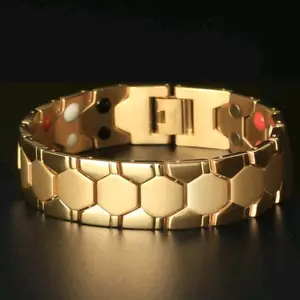 Men's Detachable Magnetic Stainless Steel Bracelet - Hexagonal Energy Bead Bangle, Adjustable Luxury Fashion Casual Hand Jewelry, Bracelet for Boyfriend, Wholesale Gift Option for Daily Wear