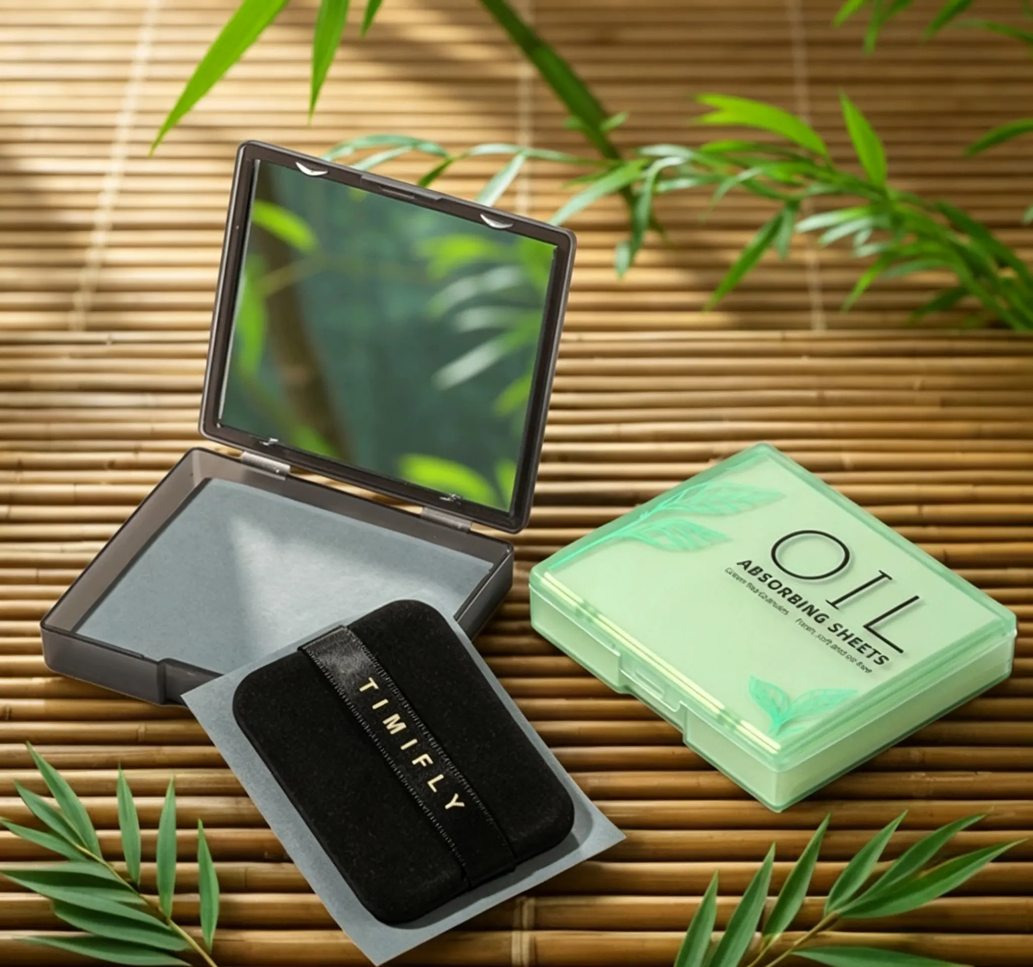 Magnet Oil Blotting Setting Sheet With Powder More Control Oil Keep Fresh 2 IN 1 Blotting Sheet with Mirror Portable Facial Oil Absorbing Sheets , Matte Finish for Daily Touch Up - Travel Friendly，Comes with 1 Refill Pack.