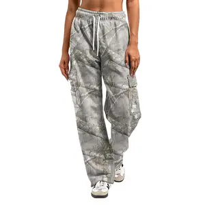 Women's Camouflage Wide-Leg Pants, Sweatpants Comfortable, Streetwear Wide Leg Design with Rear Pockets, Gift For Her, Gift For Him