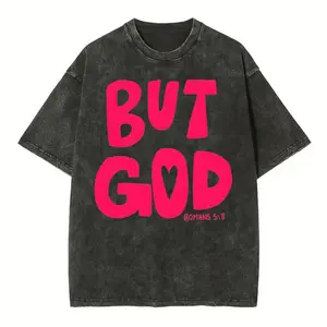 [Mineral Wash Shirt]  Floral Nature Lung Christian Washed Shirt Jesus Graphic Washed Style Shirt Casual Crewneck