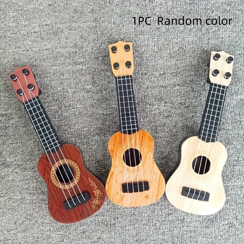Mini Wood Grain Finish Ukulele Replica Guitar Musical Toy, Playable Instrument, Random Color, Perfect for Kids and Beginners, Travel Guitar