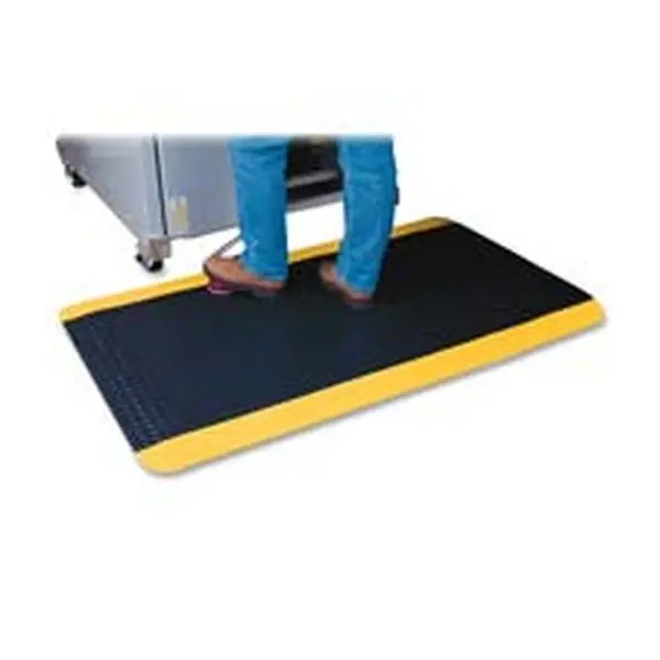 Genuine Joe GJO70363 1-Piece Thick Safety-Focus Rectangle Anti-Fatigue Mat - Beveled Edge, 2ft x 3ft, Yellow Border, Black - For Workshop, Factory Use