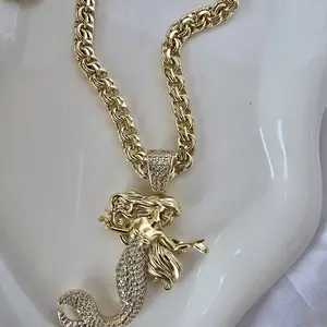 Unisex Mermaid 1008 Pendant Necklace - Gold Chain 201 for Any Occasion - Fashion Jewelry Accessory