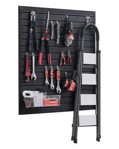 4 x 4 Ft PVC Black Slat Wall Paneling for Garage - Modular Slatwall System with Easy Install, Durable, Weather-Resistant Wall Organizer for Tools, Shelving, and Storage, Ideal for Workshop, Basement, and Home Garages