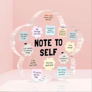 Flower Shaped Acrylic Ornament, Motivational Note To Self Pattern Decorative Ornament, Desktop Art Decoration for Consulting Office, Signs