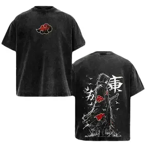 Retro Heavy Limited Sasuke - Naruto Anime Double Printed Vintage Washed Tee Unisex Oversize Anime Manga Washed Heavyweight Cotton T-shirt, Gift For Anime Fan, Anime Lover Unisex Casual Streetwear Manga Graphic Tee anime manga-style graphics