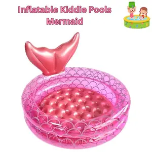 Halloween Gift  Mermaid Inflatable Kiddie Pool – Round Toddler Swimming Pool for Backyard, Beach & Indoor Fun | Water Play, Ball Pit, Fishing Pond for Kids