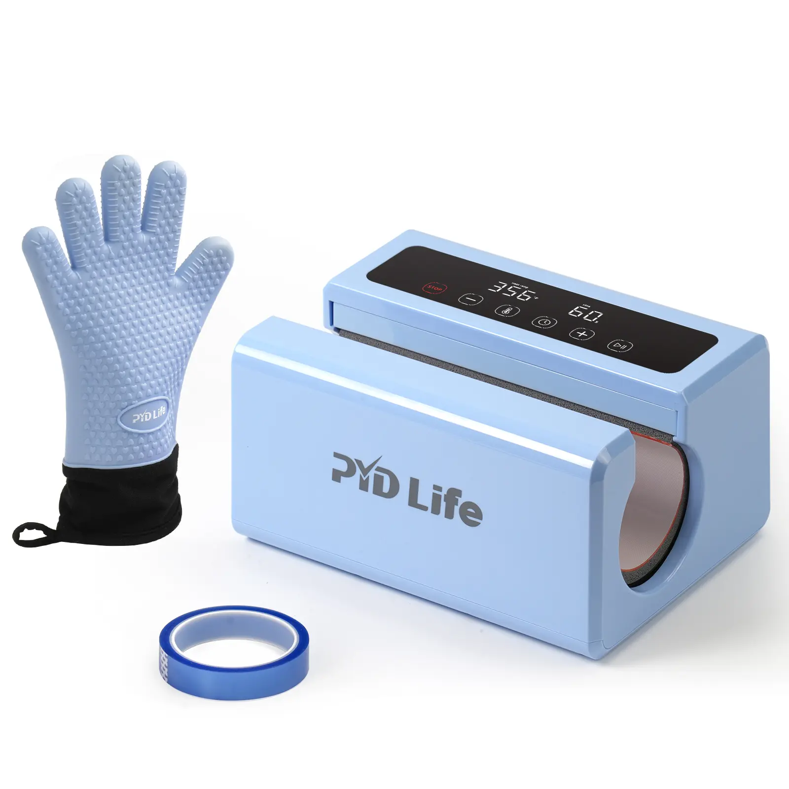 PYD Life 120 V Auto Tumbler Heat Press Machine 30 OZ 20 OZ Mug Heat Press Touch Screen Light Blue for 10-30 OZ Sublimation Straight Tumblers Cups Mugs Bottles Printing