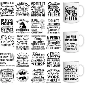 UV DTF Cup Wrap - 20 Sheets Sarcastic UV DTF Cup Wraps for 16 OZ Black Funny Humorous UVDTF Cup Wraps  UV DTF Wraps Personalized UV DTF Decals for Glass Cups Mug Tumbler DIY Crafts