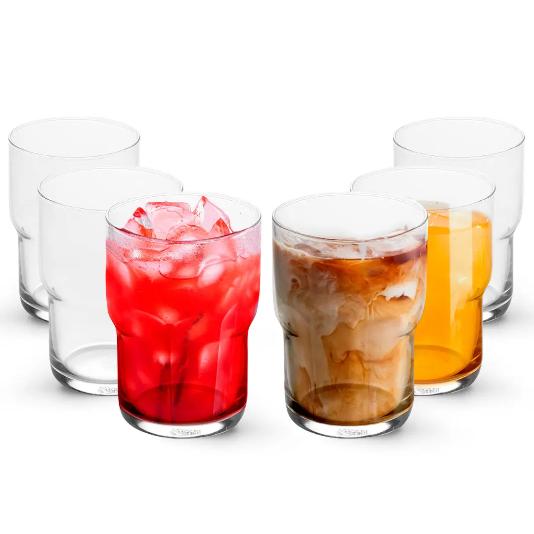 Iced Coffee Glasses - Set of 6 (15oz/21oz) Drinkware Stylish