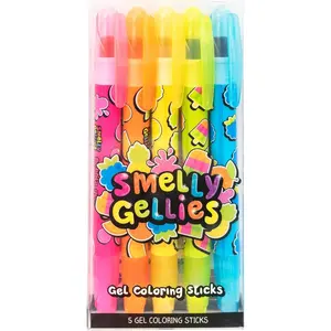 Smelly Gellies -  Gourmet Scented Glidewrite Gel Coloring Sticks, Crayons, Highlighters - 5 Count - Gifts for