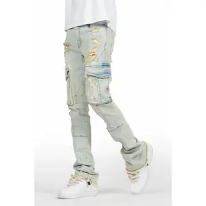 Adalee Blue Cargo Stacked Flare Jean