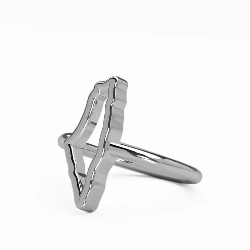 Palestine Silhouette Ring - Unique Design with Clear Silicone Material and Silver Finish