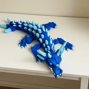 Venom-Drake Dragon (Blue & Ice-Blue) – Articulated Shelf Dragon