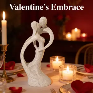 6.29 Inch Sandstone Couple Hugging Figurine, Abstract Hollow Love Kiss Sculpture, Modern Minimalist Luxury Decor Gift