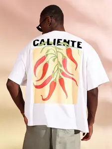 🔥Hot on TikTok! Sumwon Caliente Chili Print Loose Square T-Shirt Summer Short Sleeve Premium Street Style Casual Pattern T-Shirt Suitable for Summer and Spring