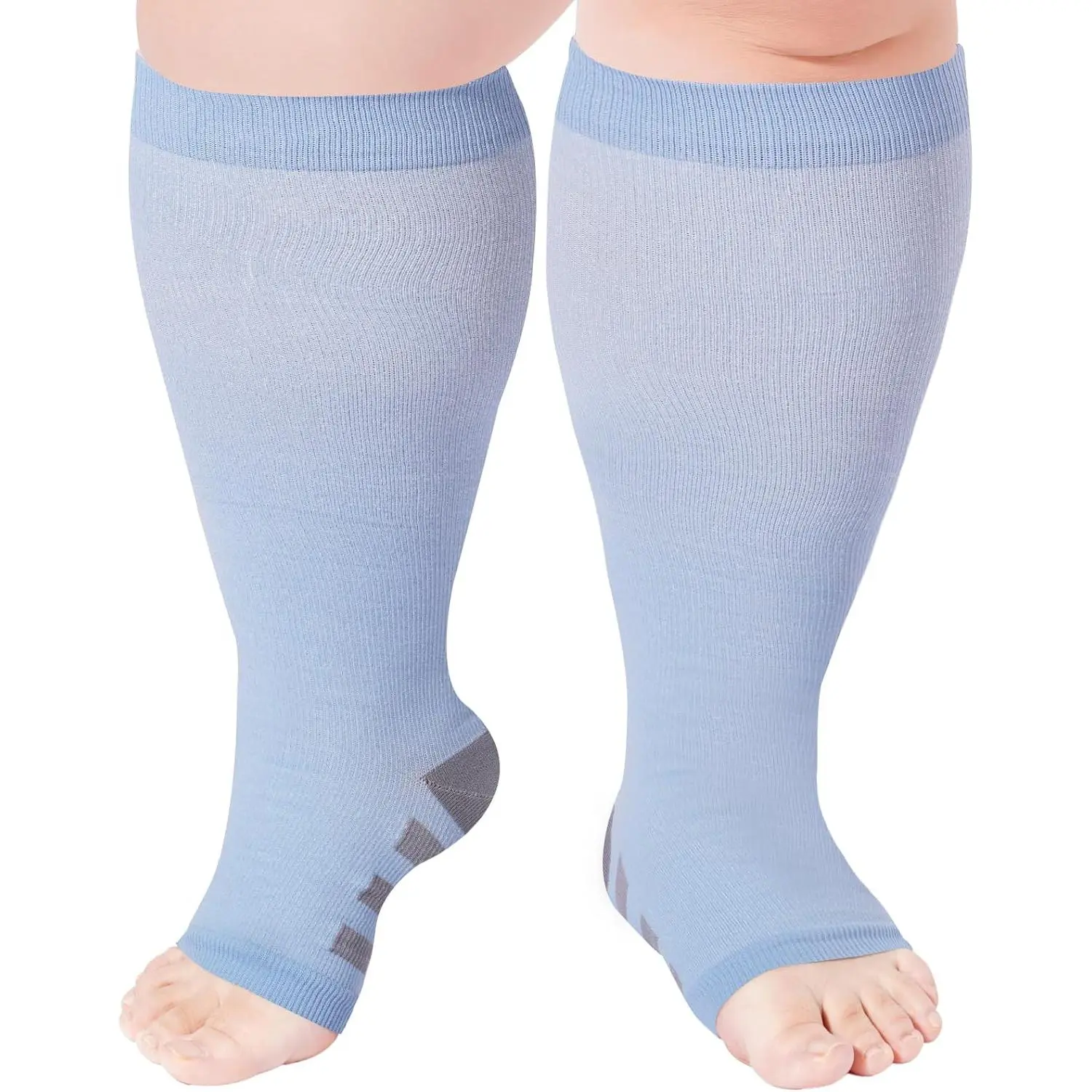 Toeless Plus Size Compression Socks for Women Open Toe Wide Calf Compression Socks Support Socks