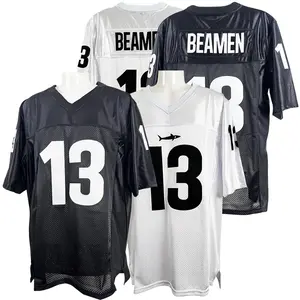 BEAMEN Men's #13 Football Jersey V Neck Sports Tee Black White S-3XL Mesh Loose Casual Breathable Short Sleeve T-shirt for Daily Wear Training Outdoor Sportswear