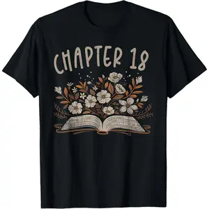 100% Cotton Chapter 18th Birthday Bookworm 18 Years Old For Book Lovers T-Shirt