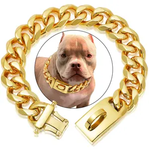 Dog Collar Alert!| 24K Gold Plated Cuban Link Chain✨ Surgical-Grade 304 Steel| Heavy-Duty Lock Clasp for Pitbulls/Rottweilers|#DogBling Essential for Block Walks & Flexin'| Hypoallergenic + Chew-Proof Design