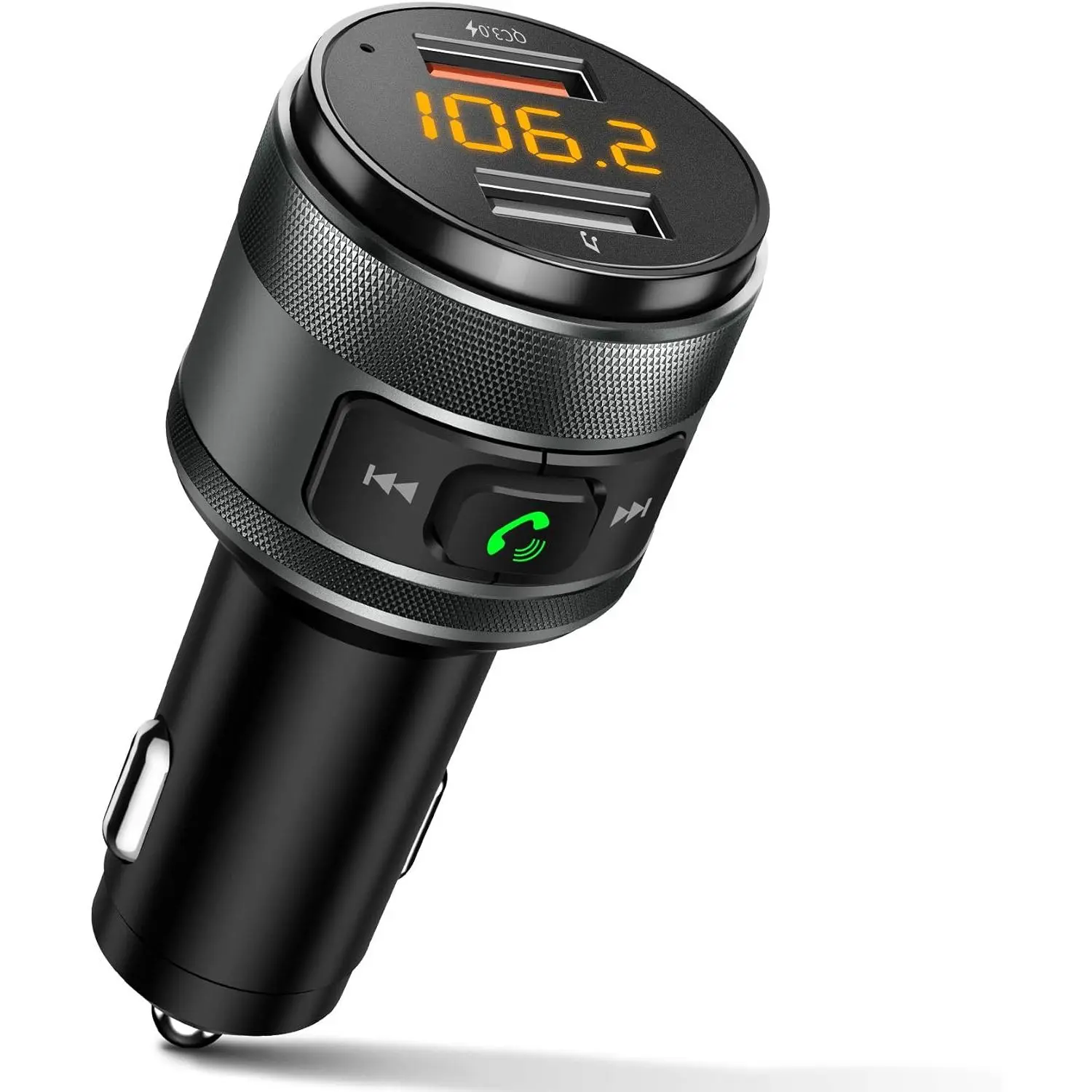 Bluetooth 5.3 FM Transmitter for Car, 3.0 Wireless Bluetooth FM Radio Adapter Music Player FM Transmitter/Car Kit with Hands-Free Calling and 2 USB Ports Charger Support USB Drive