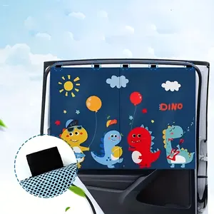 Thick Car Window Curtain with Magnetic Insulation, Double-Sided Cute Cartoon Print Sunshade for Side Windows, Effective Heat Blocking, Durable Sun Shade