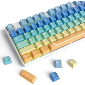 PBT Gradient Keycaps Dye-Sublimation Cute Keycaps, Cherry Profile, 138 Keys Custom Keycaps Set for Cherry Gateron MX Switches Mechanical Keyboard(SandyBeach)