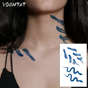 Juice Ink Lasting Dark Style Snake Waterproof Temporary Tattoo Sticker Genipin Herbal Fake Tatoo Body Art Semi Permanent Tatto For Men Women Collarbone Shoulder Wrist