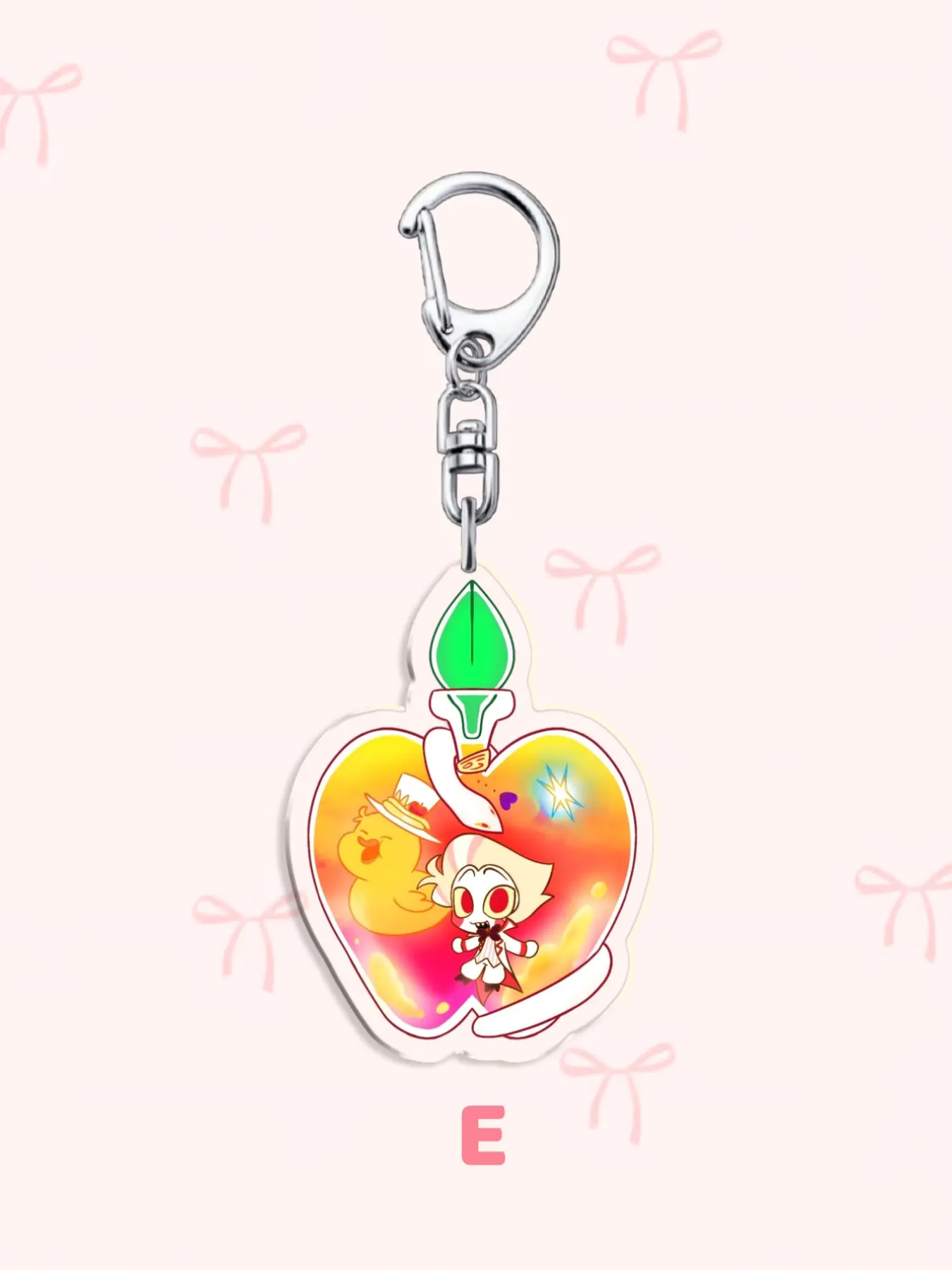 Hazbin Hotel Keychain Collectibles, Acrylic Bottle Sweet Treat Theme, Vox Alastor Lucifer Characters, Perfect Gift for Fans, Party Favor Choice, Keychain Included