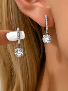 Elegant Water Drop Earrings for Women, Copper Chain with Zircon Gemstones, Perfect Gift for Parties & Weddings