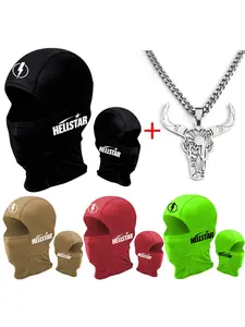 Unisex Hip Hop Print Full Balaclava & Bull Head Necklace Set, Breathable Ski Mask Face Cover for All Seasons, Ideal for Outdoor Sports & Daily Use