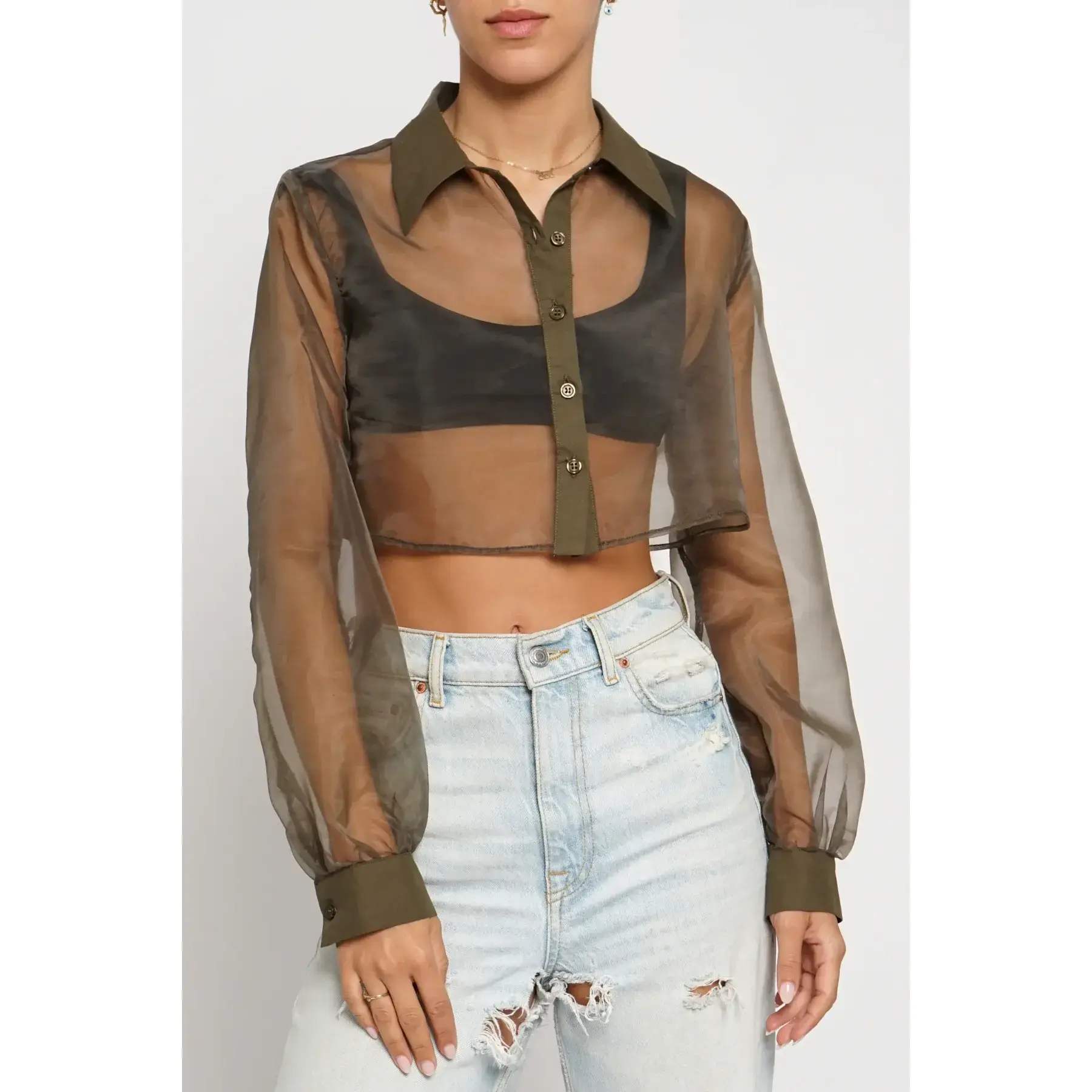 Women's Organza Cropped Blouse - Shirts for Women -  GST2752