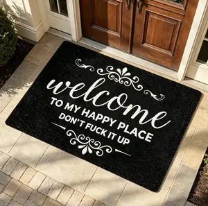 Welcome To My Happy Place Doormat – Perfect For Bedroom, Entryway, Or Everyday Home Decor. A Personalized Touch To Enhance Any Room And Welcome You Home In Style.