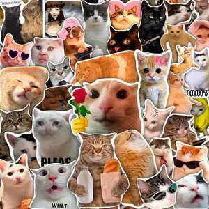 [New deal] - 100Pcs Cat Meme Stickers, Funny Cat Sickers for Water Bottle - Pet Meme Party Decorations, Favors - Funny Decals - Gift for Women & Men