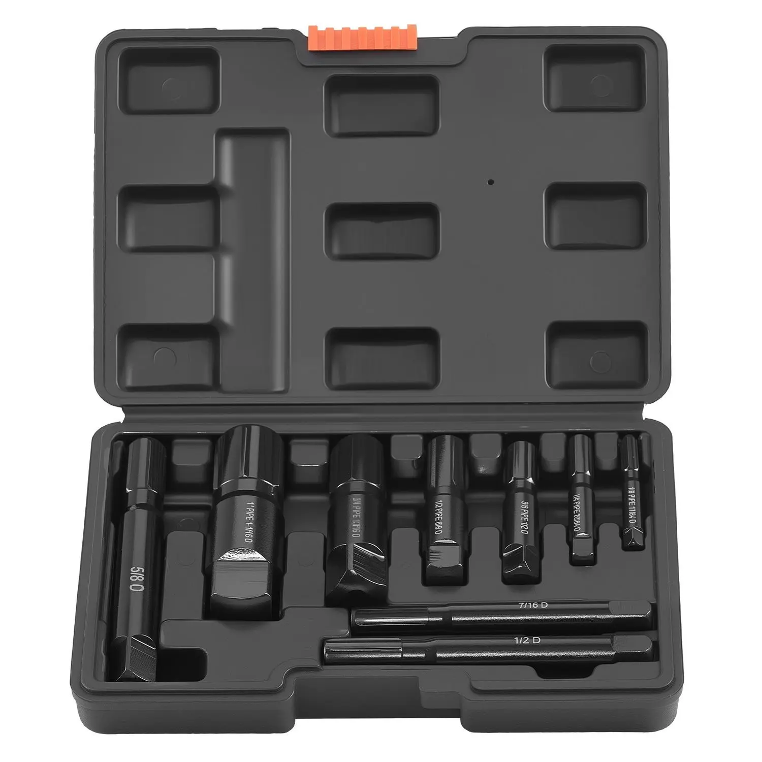 VEVOR 9-Piece Cr-Mo Steel Heavy Duty Pipe Extractor Repair Tool Kit, for 1/8"-1" Damaged Threads, with Solid Storage Case for Plumbers