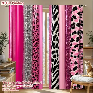 2-Piece Leopard Print Curtains, Fashionable Rod Pocket Window Drapes for Bedroom & Living Room, Comfortable Atmosphere, Easy Installation, Home Decoration Curtain