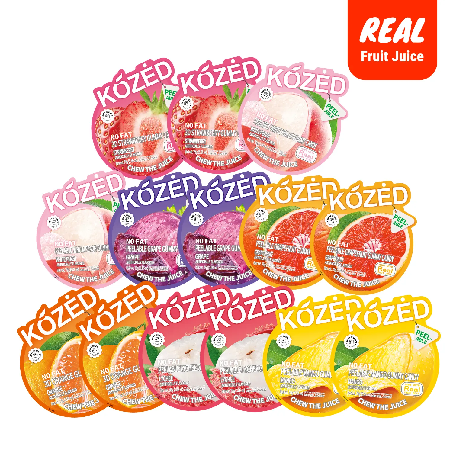 Kozed Peelable Fruit Gummies Variety Pack - 7 Flavors Chewy Fruity Rolls, Food, Candies, Novelty Candy, Chewy Gummies for Satisfying Savoring, Beach Sweet Snacks, Colored Gummy Fruit & Chewy,Goodie Bag Stuffers
