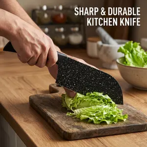 Premium Starry Black Stainless Steel Kitchen Knife, Multifunctional Chef & Slicing Knife with Ergonomic Handle, Ultra-Sharp Blade for Meat & Vegetable Prep, Perfect Kitchen Gift