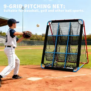 Professional 9-Pocket Baseball Rebounder Net, 5x4ft Adjustable Multi-Sport Throwing Trainer for Kids & Adults, Heavy-Duty Bounce Back Net for Baseball Softball & Soccer Practice, Ideal Backyard Sports Gift, Portable Training Aid