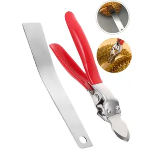 2 pieces of heavy-duty stainless steel durian peeler with ergonomic red handle - manual non electric fruit peeler, suitable for durian and coconut, sturdy structure, coconut - portable kitchen tool, suitable for home use, durable kitchenware