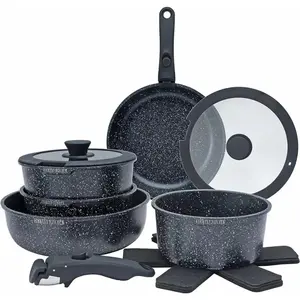 Country Kitchen 13 Piece Pots and Pans Set - Nonstick Cookware with Removable Handle, RV and Oven Safe