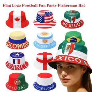 2026 Countries National Flag Bucket Hat Men Women Football Fan Party Football Cup Reversible Sun Hat Soccer Fans Fisherman Hat