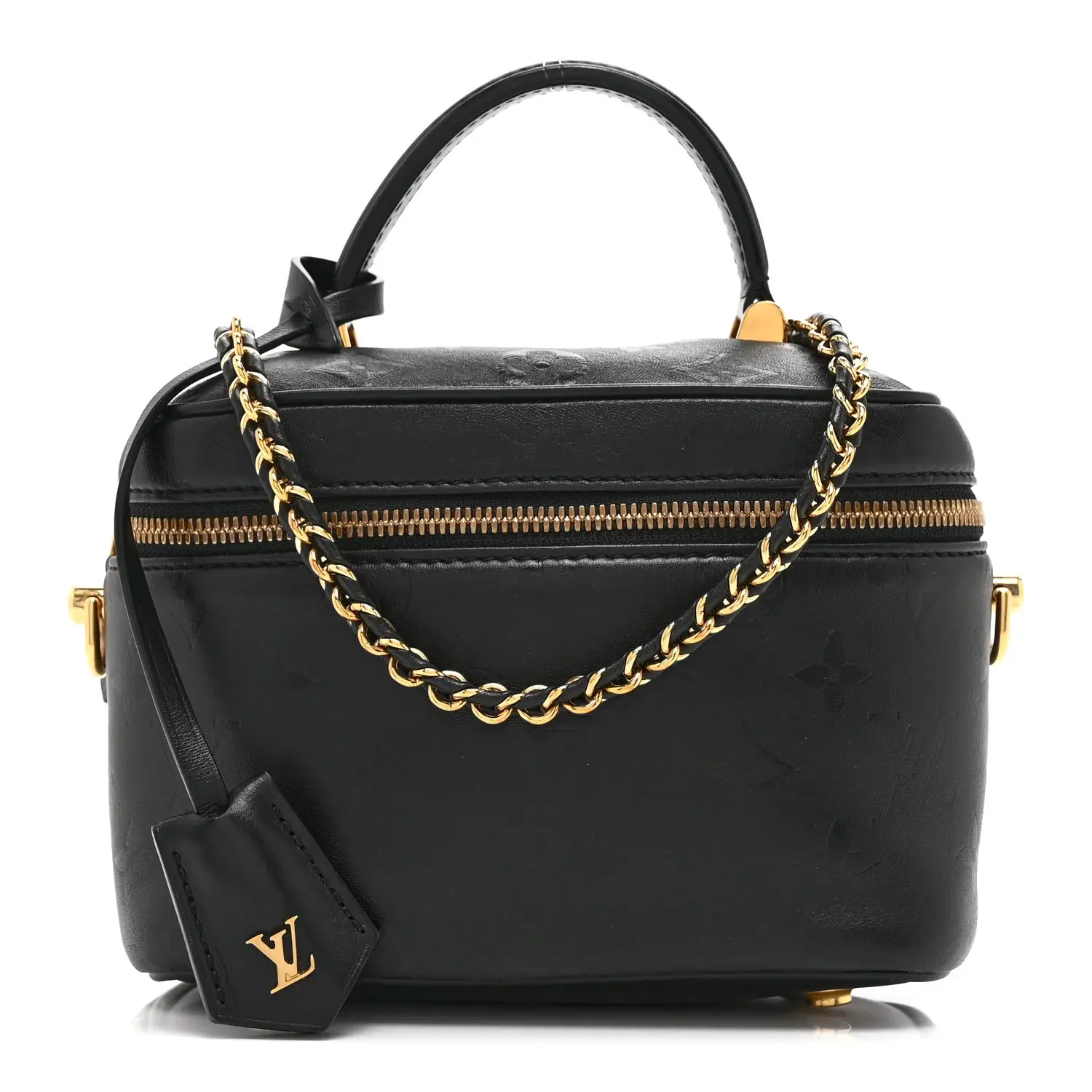 Pre-owned Louis Vuitton Lambskin Leather Travel Bags Monogram Ink Vanity PM Black