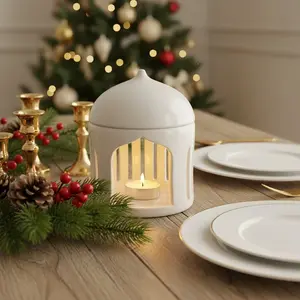 Creative Ceramic Candle Holder Christmas Decoration, Nordic Style Candle Stand, Wax Holder Lamp, Aromatherapy Light for Romantic Home Atmosphere